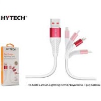 Hytech HY-X330 1.2M 3A Lightning Kırmızı/Beyaz DATA IOS IPHONE Şarj Kablosu - 1